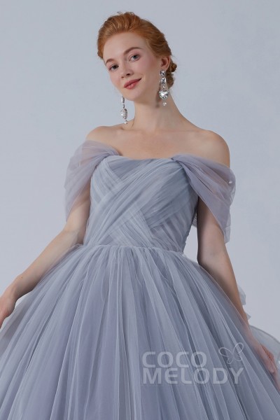 ウェディングドレス 完成品 ココメロディ CW2103 ブルーグレー ドレス