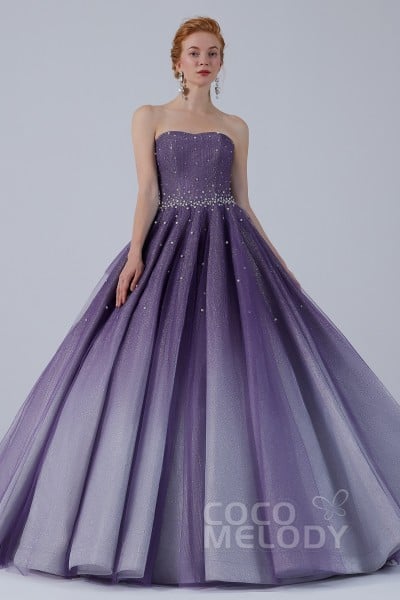 披露宴で一度着用したのみウェディングドレス カラーパープル 紫 オーダーメイドCOCOMELODY