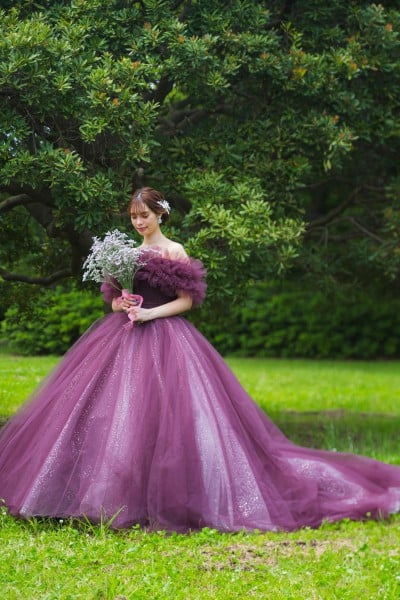 ウェディングドレス カラーパープル 紫 オーダーメイドCOCOMELODYご 